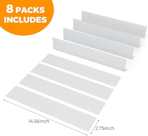 ALBAD Plastic Drawer Dividers Adjustable Drawer Organizer Dividers Separator for Tidying Clutter/Cutlery/Underwear/Socks