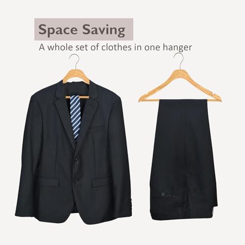 Wooden Natural Slim Solid Wood Coat Hangers,16.7inch Ultra Thin Space Saving Wooden Adult Hangers,Clothes 20 Pack Heavy 