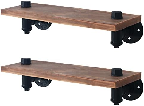 HouseAid Industrial Pipe Floating Shelves, Rustic Farmhouse Pipe Shelf for Living Room, Bedroom, Bathroom and Kitchen, W