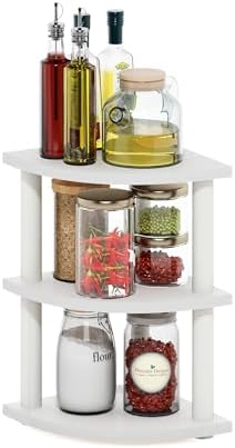 Furinno Turn-N-Tube Kitchen Countertop Organizer, 3-Tier Corner Countertop Organizer Shelf, Corner Shelf, for Kitchen, P