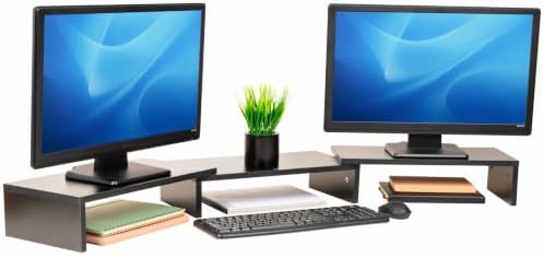 Mind Reader Dual Monitor Stand, Desktop Organizer, Laptop Riser, Office, MDF, 51.25"L x 9.25"W x 4.75"H, Black