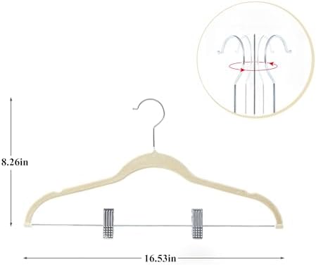 VECELO 20 Pack Velvet Clothes Hangers with Adjustable Clips,Heavy-Duty Non Slip & Space-Saving with 1 Magic Hangers & 2 Tie Rack for Suit Coat Pants Skirt Dresses