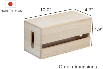 Paulownia Wood Cable Management Box – Handmade Cord Organizer for Power Strips, Chargers & Routers, Minimal Japanese Cab