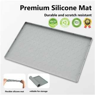 MateeyLife Silicone Mat Waterproof 12"X19", Ideal for Dog and Cat Food Mat, Dog Bowl Mats for Food and Water, Pet Placemat with Lip for Messy Drinkers to Protect Floor, Light Grey