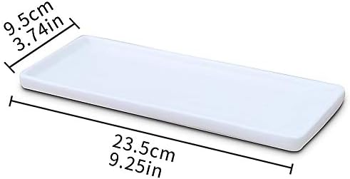 Ceramic Vanity Tray Small Rectangle, Bathtub Tray Bathroom Organizer, Cosmetics Holder for Tissue Candle Towel Plant Jew
