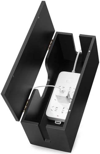 Large Cable Management Box - Wood Cable Organizer Box and Power Strip Box for Electrical Cord Management - Hide Desk Cor