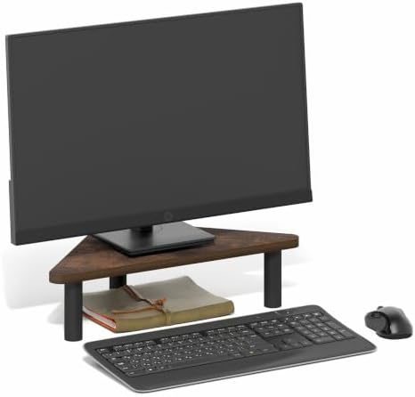 Furinno Turn-N-Tube Monitor Stand Riser, 19.6" Wide Triangle Corner Monitor Riser, Laptop Stand for Desk, Office Desk Ac