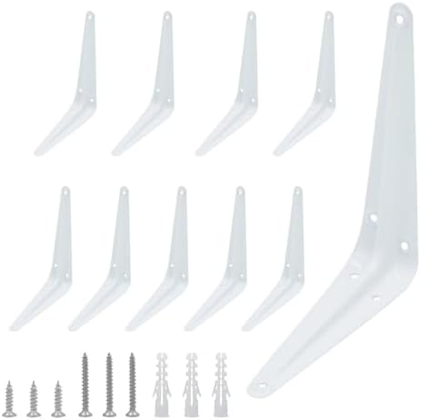 Lilaly 10 Pack Shelf Brackets 6 Inch Shelf Bracket, Heavy Duty L Brackets for Shelves for Hanging Floating Shelves Brack