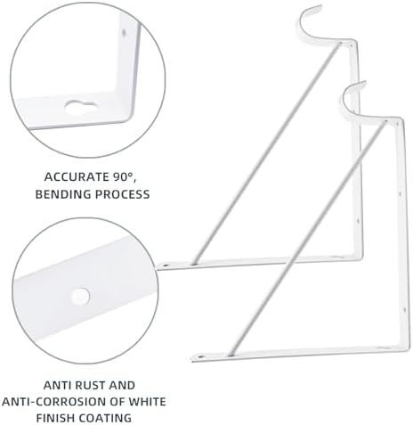 Closet Rod Brackets 10x11in, 10 Pack Closet Shelf Brackets, White