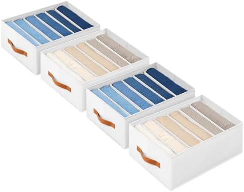 Homsorout Closet Organizers and Storage - Fabric Clothes Organizer with Handles, Foldable Jeans Organizer for Clothes, D