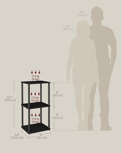 VASAGLE 3-Tier Shelf, Storage Shelves, Bookcase with Shelves, Living Room