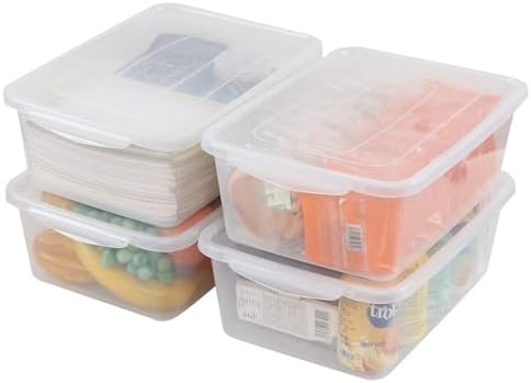14 Quart Clear Plastic Latch Storage Container Bin with Lid, 4-Pack