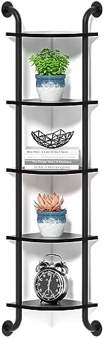 Tinpin 5 Tier Corner Shelf Wall Mount Rustic Industrial Floating Shelves