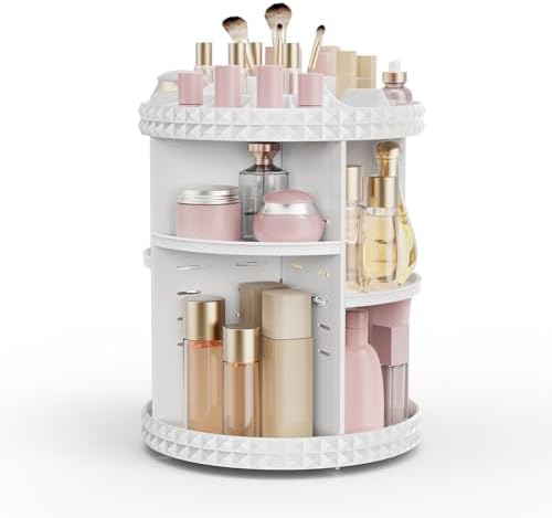 Rotating Makeup Organizer, 360° Spinning Skincare Organizers, Adjustable Layer Cosmetic Storage Lazy Susan Makeup Organi