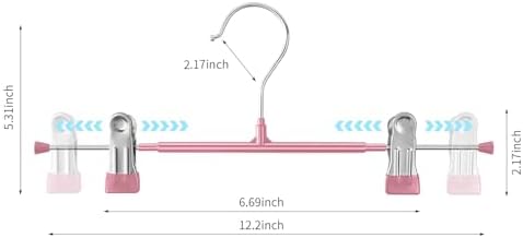 Pants Hangers with Clips Skirt Hangers, 12 Inch 50 Pack, Pink