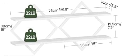 CHOEZON Floating Shelves, Set of 2 Wall Shelves, 2-Tier Hanging Shelves, Wall Shelf Set of 2, for Living Room, Bedroom, 
