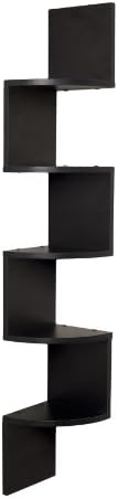 Danya B. XF11035BK Large Decorative 5-Tier Corner Floating Wall Mount Display Shelving Unit - Black