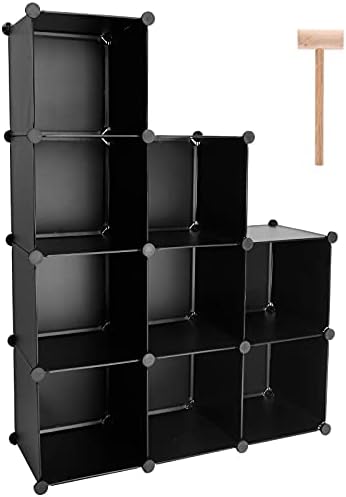 Cube Storage Organizer, 9-Cube DIY Plastic Closet Cabinet Modular Bookcase, Storage Shelves for Bedroom Living Room, Off
