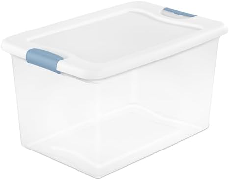 Sterilite 24-Pack Latching Box, Under Bed Storage Bins with Lids, Clear Plastic, 64 Quart - Heavy-Duty Organizing Contai