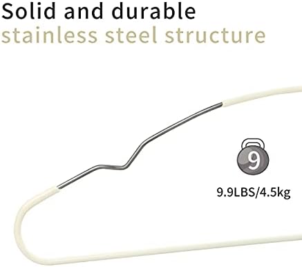TOPIA HANGER Metal Hangers 20 Pack, Adult Clothes Hangers Space Saving & Non Slip Rubber Coated, Heavy Duty Wire Hanger for Coat,Shirt,Strap Dress,Ivory-CT12I