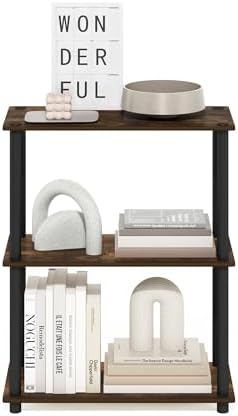 Furinno Turn-N-Tube Storage Shelves, 3-Tier Book Shelf, Corner Shelf, Toolless Open Shelves, for Organization and Storag