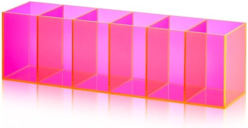Jetec 6 Compartments Acrylic Pen Holder, Pencil Makeup Brush Holder, Pink
