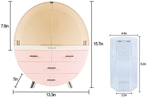 Elegant Dustproof Makeup Storage Organizer Box, Waterproof Large Cosmetics Organizer Storage with Drawers Skincare Cosme