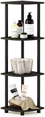 Furinno TURN-N-TUBE Corner Shelf, 4-Tier Corner Bookshelf, Display Storage Shelves with Open Shelves, for Organization a