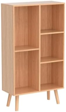 LEYAOYAO 5 Cube Bookshelf, Mid-Century Modern Book Shelf with Legs, Natural