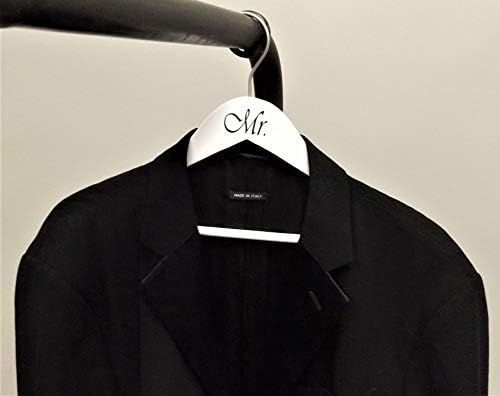 NAHANCO MRMR20117WB Same Sex, Gay Pride Hanger Set, White Wood Hangers with Black Imprint (Mr. and Mr.), 17” (2-Piece Se