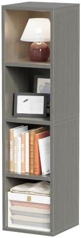 4-Tier Tall Narrow Bookshelf,Slim Bookcase with Open Cubes