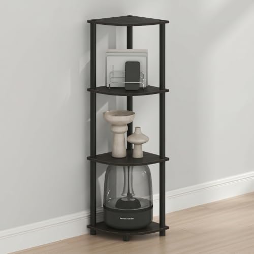 Furinno Turn-N-Tube Toolless Assembly 4-Tier Storage Shelves, Espresso