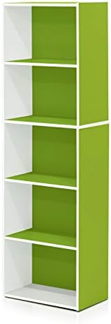 Furinno LUDER Book Shelf, 5-Tier Bookshelf, Bookcase with Open Shelves, 9.4 x 15.8 x 52, Easy Assembly, for Living Room,