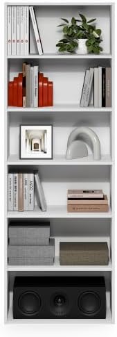 Furinno PASIR 6-Tier Book Shelf, Open Shelves Bookshelf, White