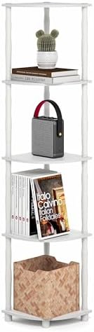 Furinno Turn-N-Tube Storage Shelves, 5-Tier Open Frame Book Shelf, Standing Corner Shelf, Toolless Open Shelves, Classic