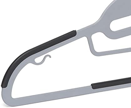 Amazon Basics Space Saving Non-Slip Rubber Coated Plastic Hangers with 360° Swivel Hook, Thin, Gray, Pack of 50