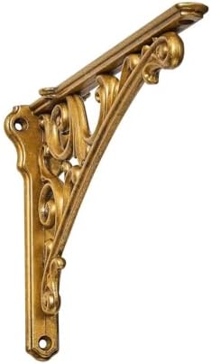 Khtumeware Shelf Bracket 8 Inch, Decorative Brackets for Shelving, Heavy Duty Vintage Brass Ornate Shelf Bracket, Hardwa
