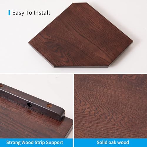 Corner Wall Shelves Set 2 Wire Hole Solid Oak Wood Display Shelf ,Walnut