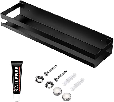 Rustproof Metal Storage Floating Shelves Wall Mounted Rectangular Shelf for Bedroom,Bathroom, Living Room, Kitchen, and 