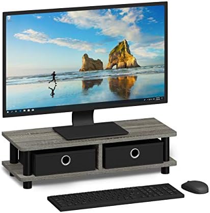 FURINNO Turn-N-Tube Monitor Stand, French Oak Grey/Black