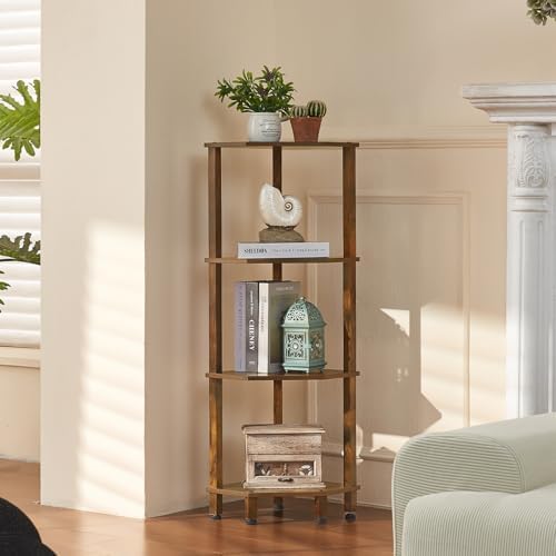 YUFAM 4-Tier Corner Shelf, Brown