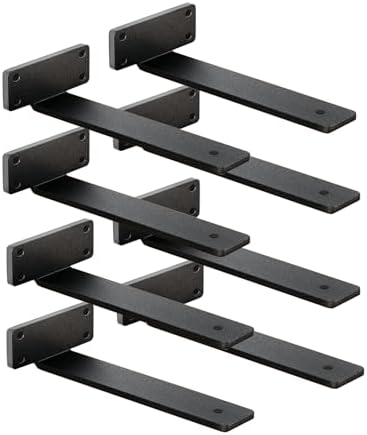 8 Pack Shelf Brackets 14 Inch Floating Shelf Bracket 1/5 inch Thick Heavy Duty Hidden Shelf Brackets Iron Metal Brackets