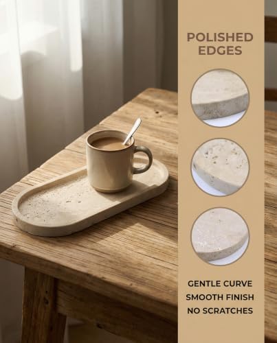 OOBOOB Oval Natural Marble Bathroom Tray for Decor Countertop, Marble Vanity Tray for Candles Perfume, Jewelry, Cosmetic