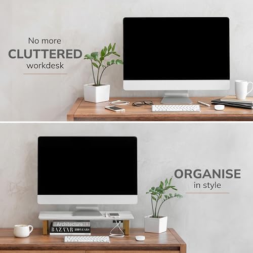 Anji Mountain Monitor Stand for Desk - Desktop Organizer & Laptop Riser, Ergonomic Monitor Riser, Space-Saving, Durable,