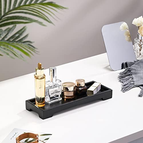 Luxspire Marble Tray for Soap Dispenser Perfume Jewelry, S, Marble Black