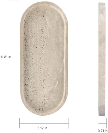 OOBOOB Oval Natural Marble Bathroom Tray for Decor Countertop, Marble Vanity Tray for Candles Perfume, Jewelry, Cosmetic