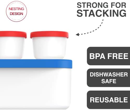 BALCI Ice Cream Container Set - 2 Quart & 8oz Tubs with Lid