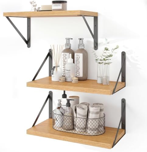 Heimlove Floating Book Shelves for Wall,15.75Inches Long Wall Mounted Bookshelves,Heavy Duty Bracket Shelves for Living 