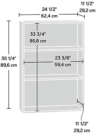 Sauder Beginnings 3-Shelf Bookcase, Bookshelf with Adjustable Storage Shelves, in Med Wood Finish