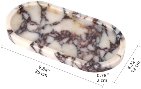 Oval Marble Bathroom Vanity Tray, Calacatta Viola, 10" x 5" x 0.6"